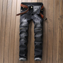 Plaid Patch Zipper Style Men's Jeans - Chirse Clothing Company 