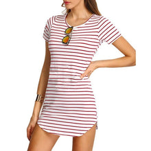 Striped Loose Cotton A-Line Mini Dress - Chirse Clothing Company 