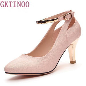 Women Pumps Fashion Sexy High Heels Shoes Women Pointed Toe Thin Heel Ladies Wedding Shoes Pink Silver - Chirse Clothing Company 