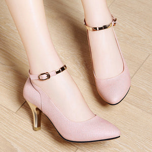 Women Pumps Fashion Sexy High Heels Shoes Women Pointed Toe Thin Heel Ladies Wedding Shoes Pink Silver - Chirse Clothing Company 