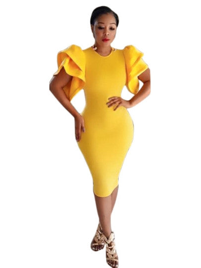 Yellow Women's Bodycon Dress - Chirse Clothing Company 