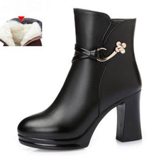 Women Platform Ankle Boots Round Toe High Heels Winter Shoes Woman Genuine Leather Boots Ladies Autumn Boots - Chirse Clothing Company 