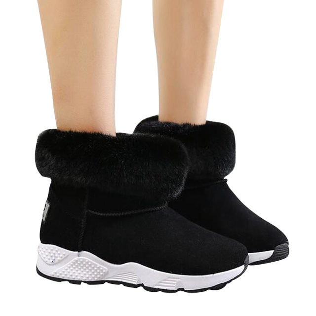 HEE GRAND Flock Vamp Winter Snow Boots with Plush Women Shoes Casual Warm Winter NEW Woman Fashion Snesker Boots XWX6555 - Chirse Clothing Company 