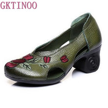 Handmade Embroidery Women High Heel Shoes Hollow Cowhide Genuine Leather Shoes Woman Fashion Shoes High Heels - Chirse Clothing Company 