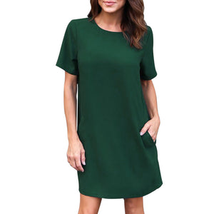 Sleeveless Boyfriend Pocket Plain Dress - Chirse Clothing Company 