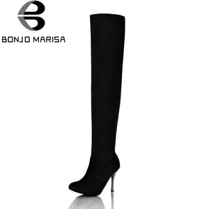 BONJOMARISA New Over The Knee High Boots Women Shoes Big Size Thigh High Boots Woman Round Toe High Heel Platform Shoes - Chirse Clothing Company 