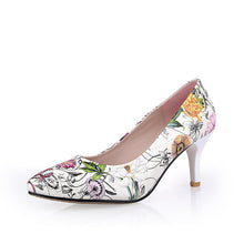 BONJOMARISA Women's Flower Print High Heel Party Wedding Shoes Woman 2018 Pointed Toe Less Platform Pumps Size 34-39 - Chirse Clothing Company 