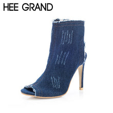 HEE GRAND Denim Women Thin Heel Pumps 2018 Retro Women High Heels Peep Toe Spring Shoes Slip On Pumps WXG531 - Chirse Clothing Company 