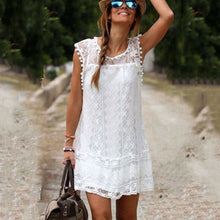 Women Casual Lace Sleeveless Beach Short Dress Tassel Mini Dress - Chirse Clothing Company 