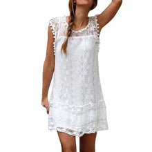 Women Casual Lace Sleeveless Beach Short Dress Tassel Mini Dress - Chirse Clothing Company 