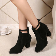 Women Buckle Ladies Belt  Faux Warm Boots Ankle Boots High Heels Martin Shoes - Chirse Clothing Company 